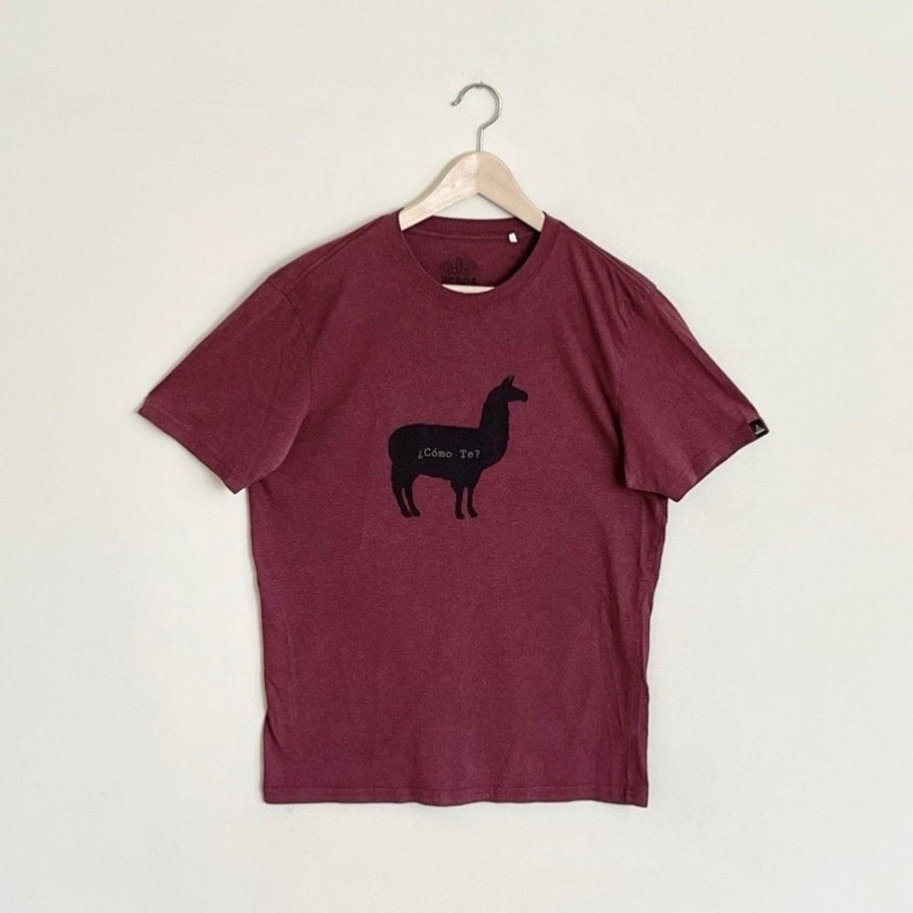 Prana Journeyman Como Te Llama Graphic Outdoor Hiking Burgundy T Shirt Men's M